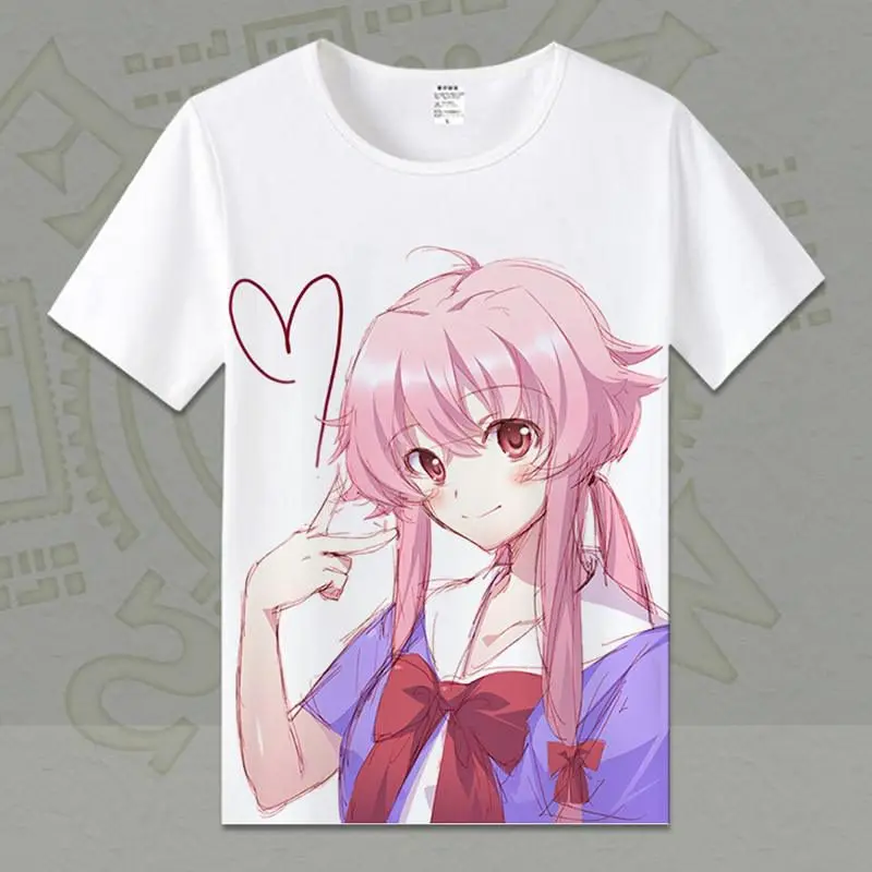 Футболки Mirai Nikki Gasai футболки Юно с рисунком аниме коротким рукавом Amano Yukiteru