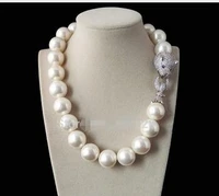 a genuine selling huge 14mm genuine white south sea shell pearl round beads necklace jewelry beads 925 silver wedding women gift