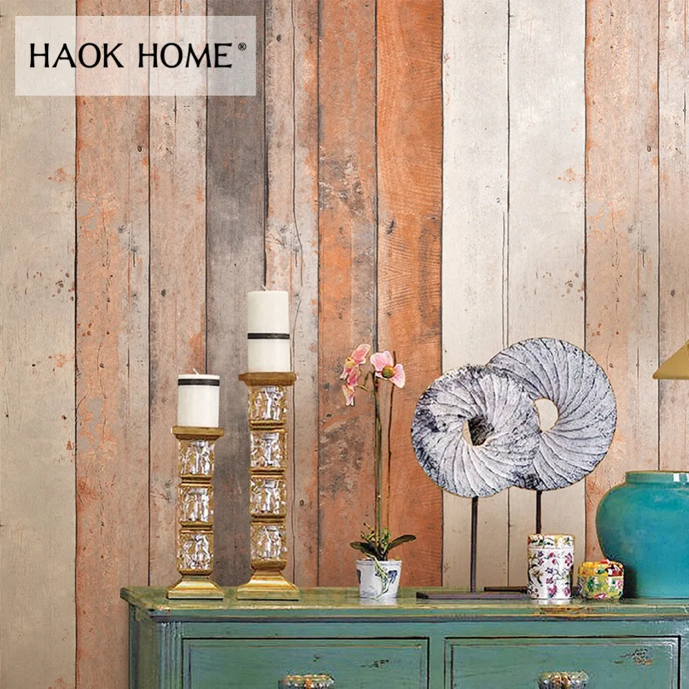 HaokHome винтажные деревянные 3d обои рулоны доски панель контактная бумага для