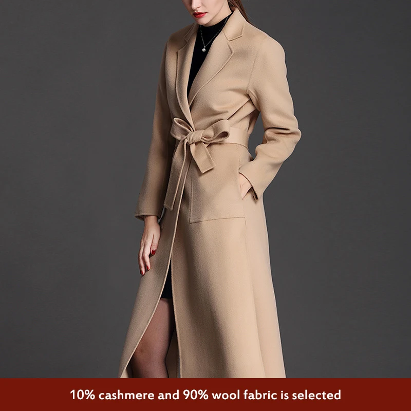 2017 Woman Wool Coat High Quality double woolen cashmere coat Winter Jacket Women Slim Woolen Long Cashmere Cardigan Jackets | Женская