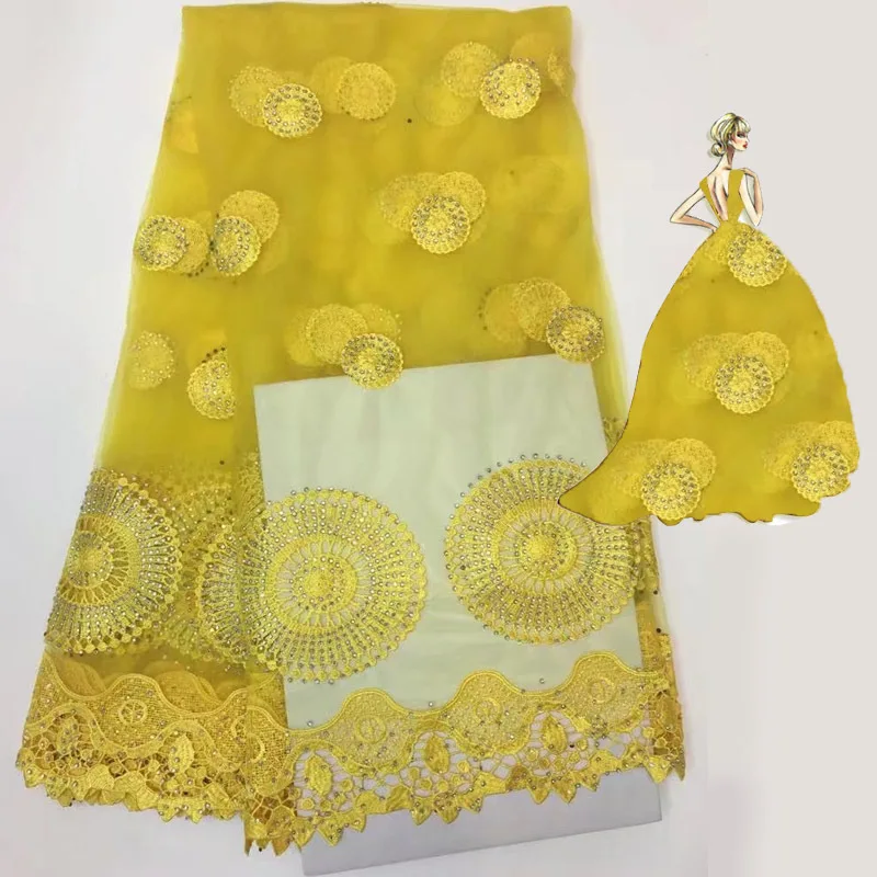 5 yardsHigh Quality 2018 Pearls Embroidered Guipure African Lace Fabric Tulle Rhinestone French Nigerian Fabrics gre | Дом и сад