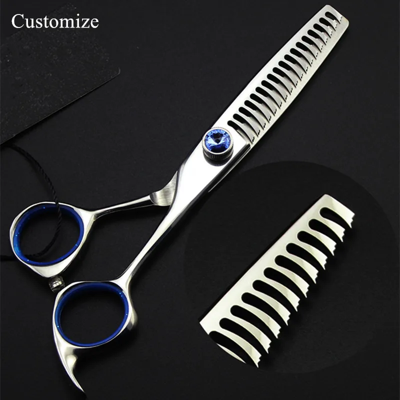 

Customize professional Japan 440c 6 inch Curved 18 teeth hair scissors hair Thinning barber scissor shears hairdressing scissors