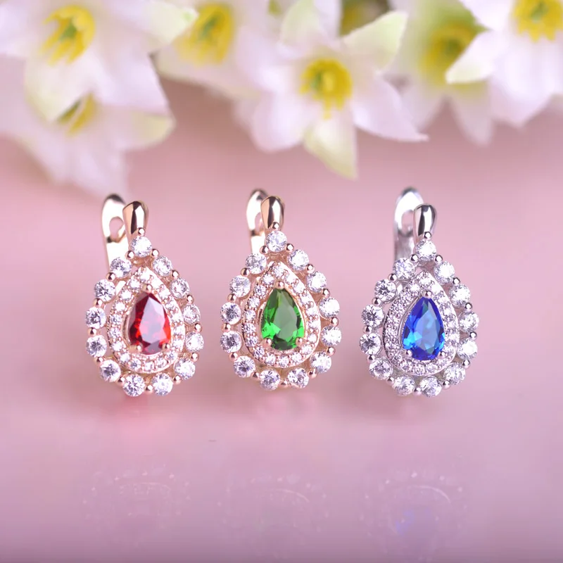 Blucome Классический Англия Крюк Капли Воды Серьги С Зелеными Камнями Для Женщин Позолоченный CZ Циркон Rhinestone Свадьба Joyas серьги с зеленым камнем Стразы безделушки прикольные серьги гвоздики брелок алмазная