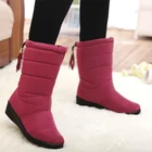 Женские ботинки на танкетке, зимние ботинки, женская Водонепроницаемая зимняя обувь, женские повседневные зимние ботинки с плюшевой подкладкой, ботинки до середины икры, женские ботинки