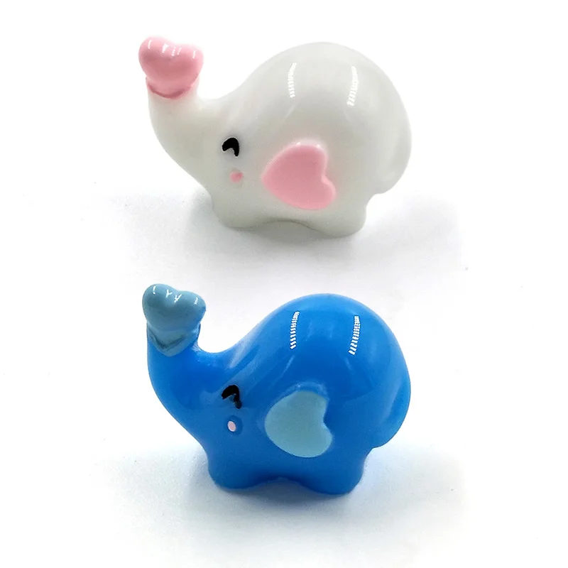 Миниатюрная мультяшная фигурка Love Elephant розовый синий серый белый декор мини