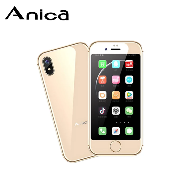 Golden Горячая Распродажа Anica i8 мини-телефон на базе Android GSM WCDMA абсолютно резервный милый телефон gps двойная SIM смартфон хороший экран - Цвет: Golden