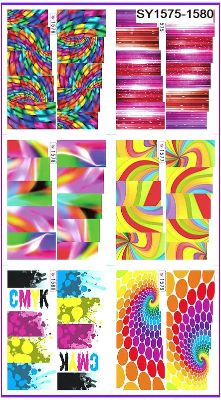 6 упак./лот блестящая водяная наклейка для дизайна ногтей с полным покрытием неоновая Цветная Мозаика