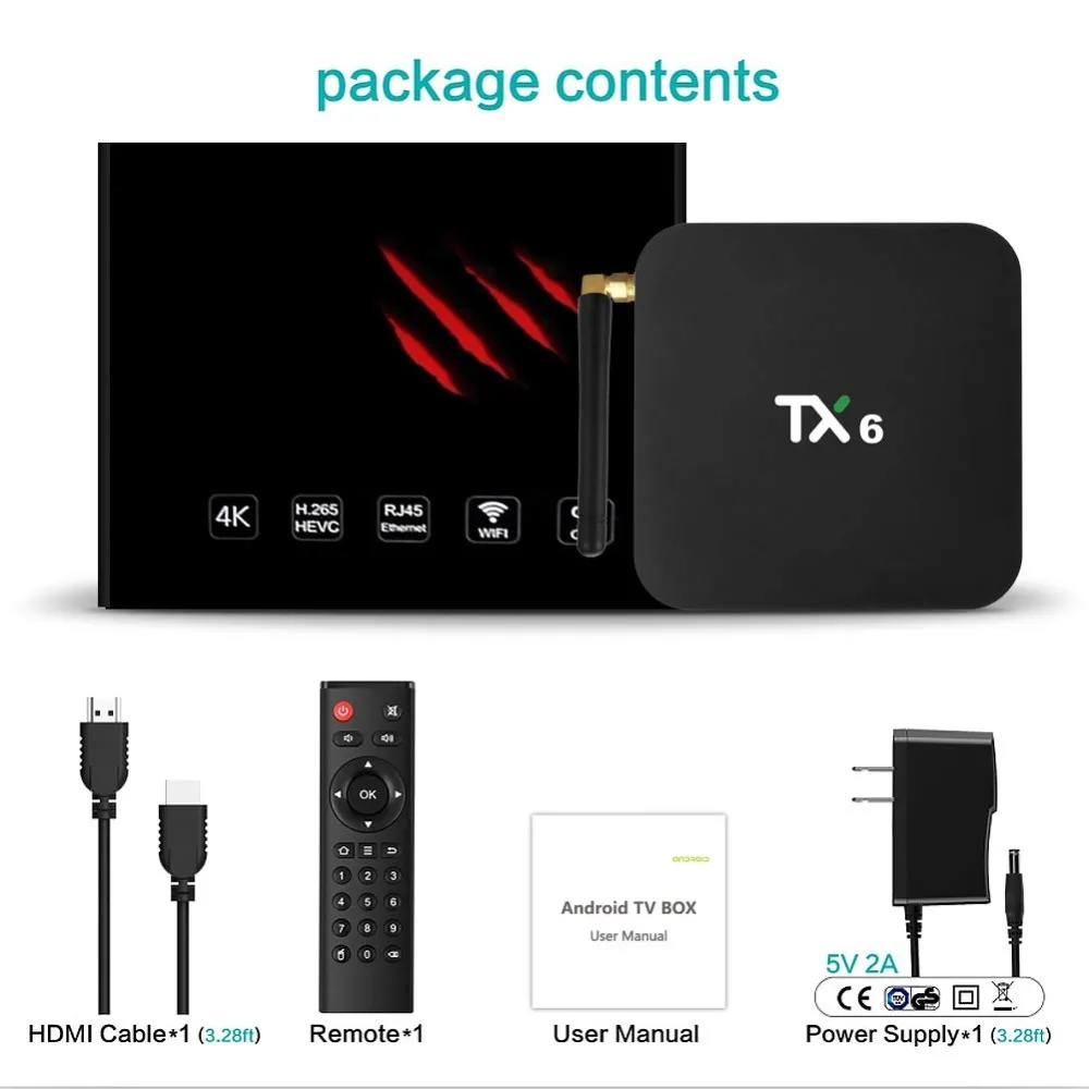 ТВ-приставка ACEMAX TANIX TX6 Android 9,0 Pie Allwinner H6 4GB DDR3 32GB EMMC DUAL wifi 2,4G 5,8G BT 4,1 4K H.265