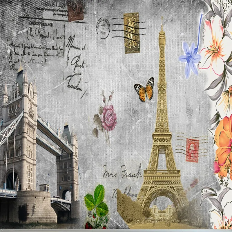 

photo wallpaper Retro Nostalgic European Style Flower Bird Painting Workplace TV Backdrop Restaurant Living Room Mural