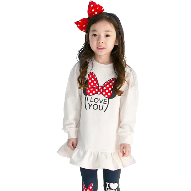 Fashion Long Sleeve Suit Gir Tops Carton Minnie Sweatshirt Sweater Pants Children Kids Tracksuit Girl Clothing Set | Детская одежда и