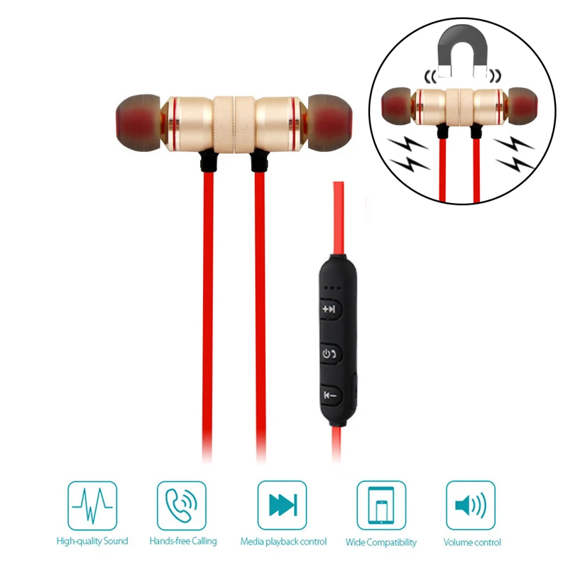 Pluseye Магнитная гарнитура Bluetooth Беспроводной стерео наушники спортивные с