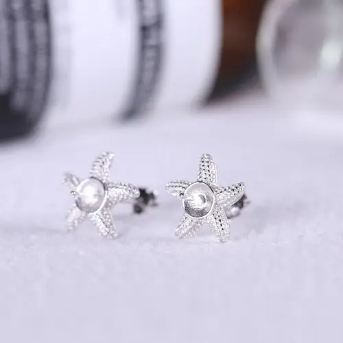 Женские серьги гвоздики из серебра 925 пробы с жемчугом или круглыми бусинами 6/7/8/9