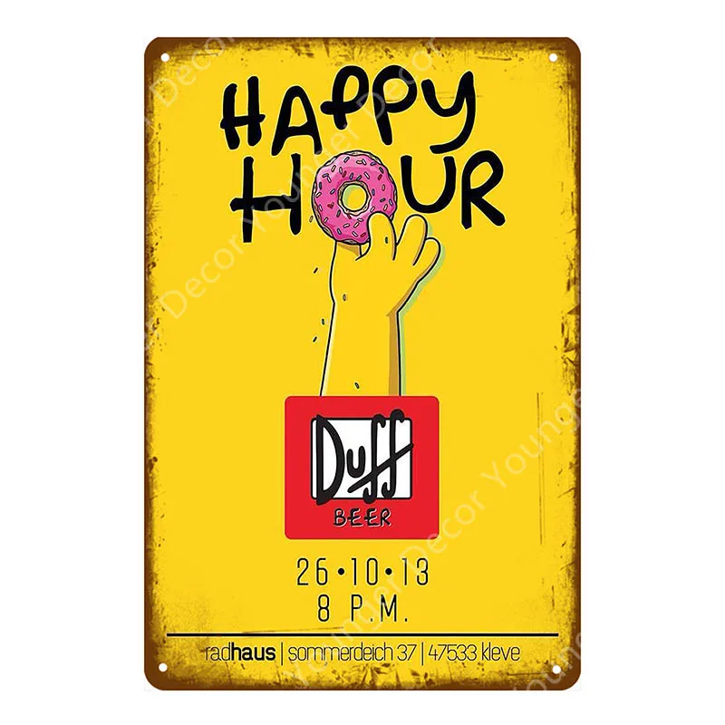 Duff пивная табличка, винтажная металлическая жестяная вывеска, домашний бар, паб, декоративные металлические тарелки, наклейки на стену, пивной плакат YH016