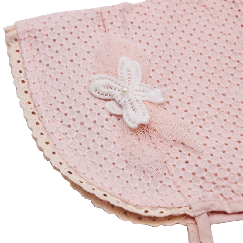 Шляпа для маленькой девочки летняя хлопковая шапка на шнурках розового/белого