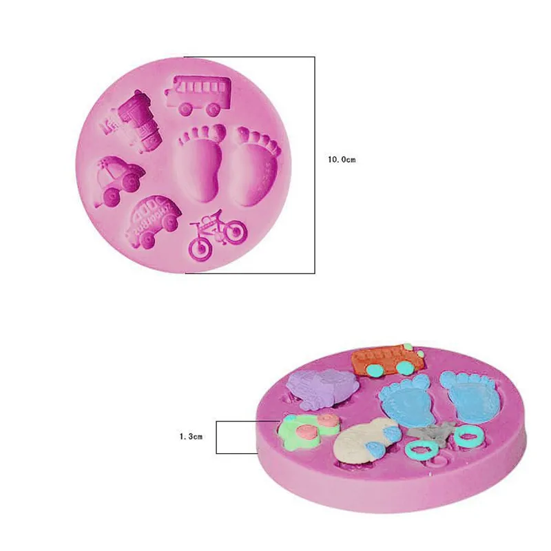 

3D Bus Car Bicycle Train Baby Feet Shape Silicone Mold Chocolate Soap Cake Molds Decoration Fondant Tools Candy Biscuits Moulds