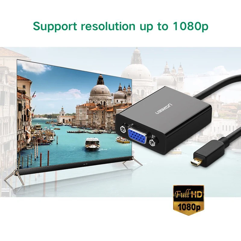 Ugreen Active Micro HDMI в VGA видео адаптер с 3 5 мм аудио и микро USB питания для ультрабуков