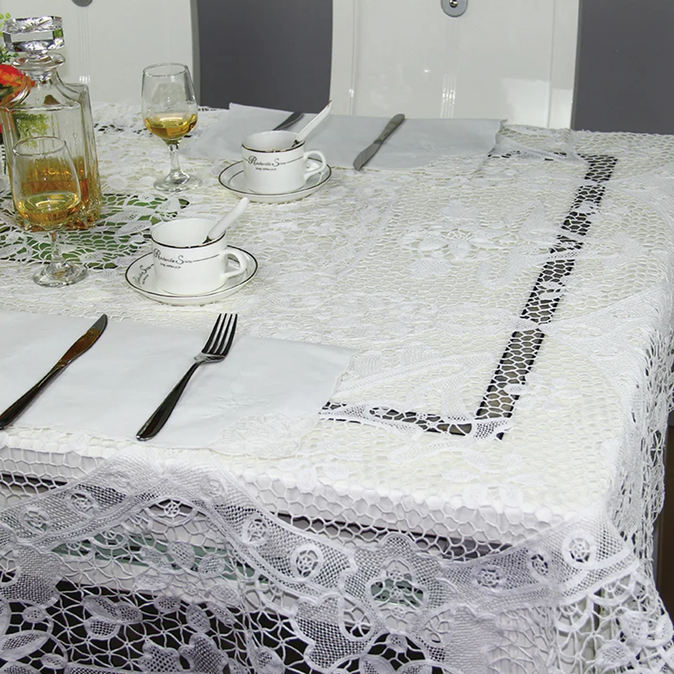 QUNYINGXIU 100% хлопок Tabelcloth Tuscany кружево ручной работы цветочный Классический