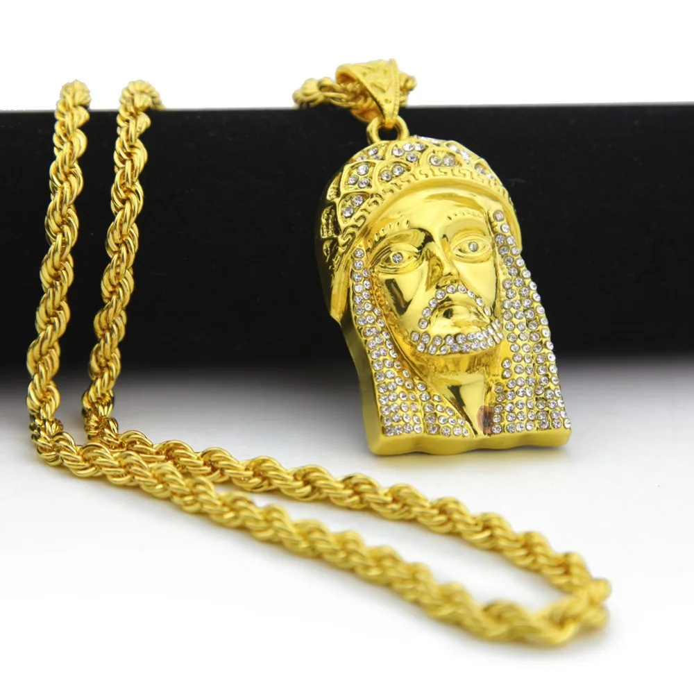 MCSAYS золотой CZ Кристалл Iced Out голову Иисуса шт кулон хип-хоп Цепочки и ожерелья