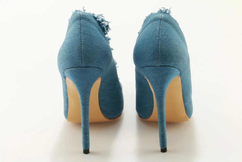 Mancuello/синие джинсы женские туфли лодочки с острым носком на высоком каблуке