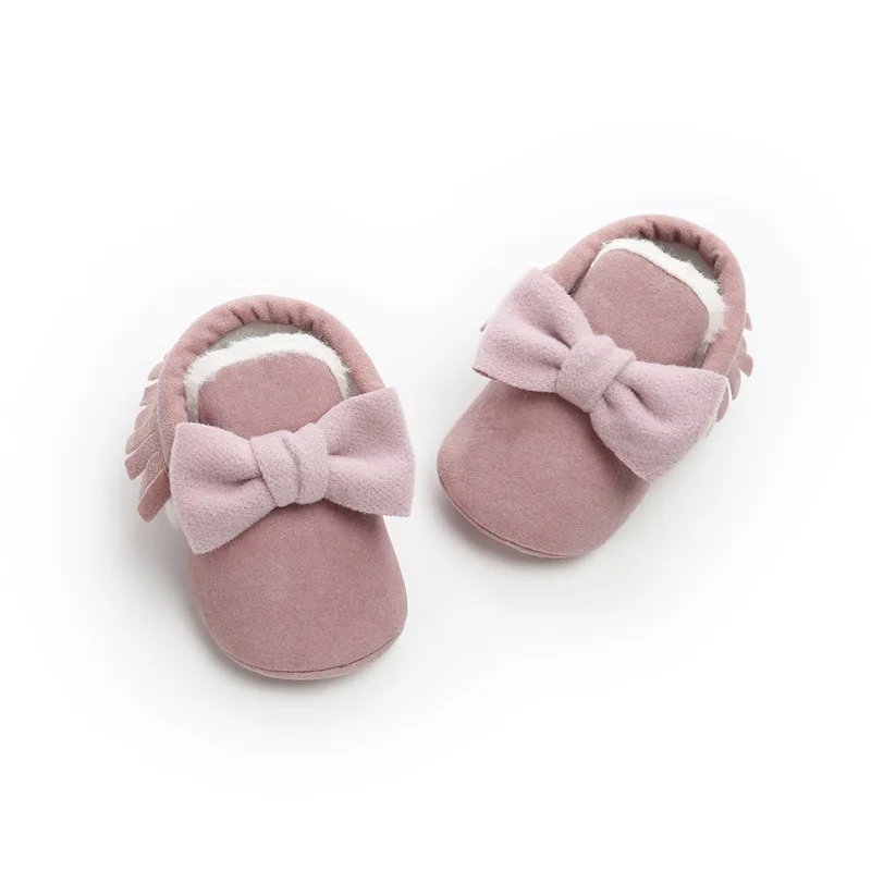 Baby Boots PU Butterfly-knot Moccasins Girls Boys Bon-slip Toddler Shoes First Walker |