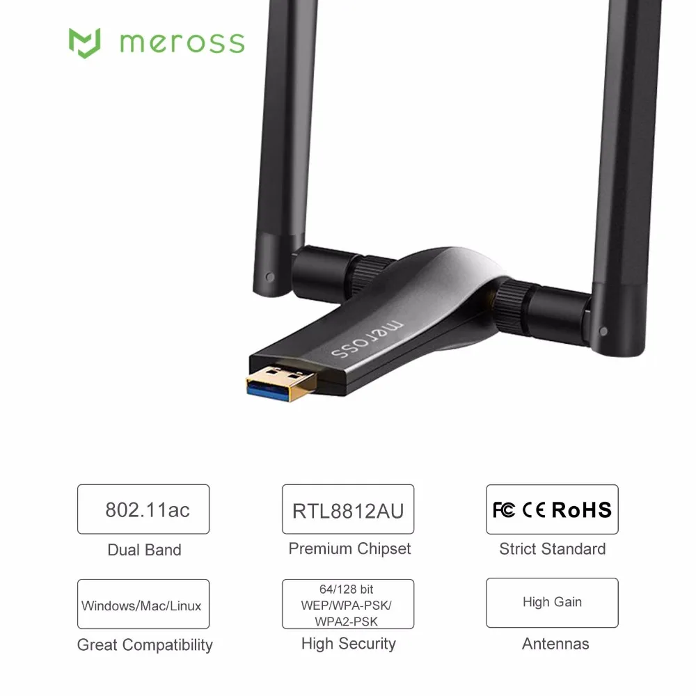1200 Мбит/с беспроводной адаптер 802.11ac 2 4 ГГц/5 ГГц двухдиапазонный WiFi USB ключ с