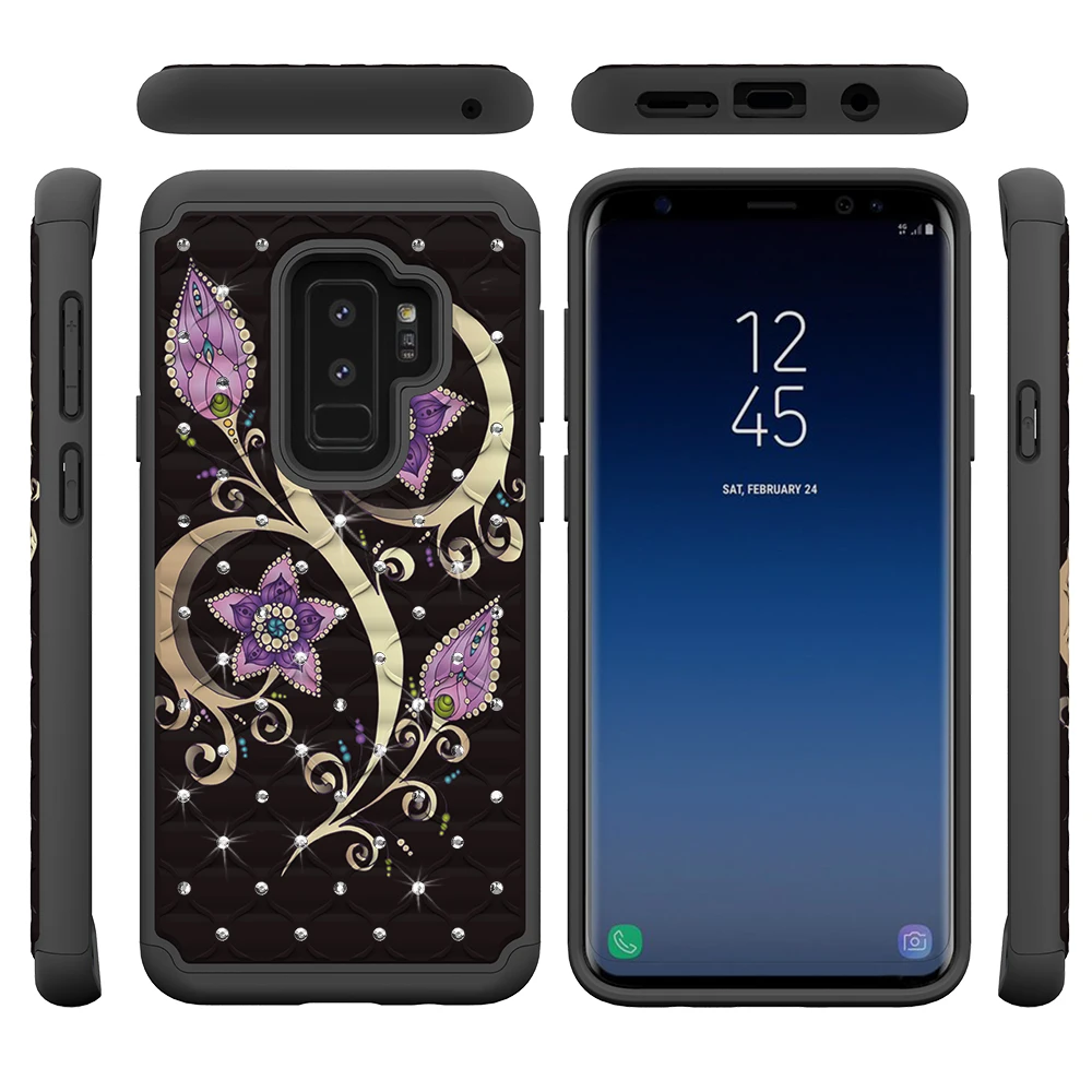 Чехол для телефона Samsung Galaxy S8 S9 Plus Note 9 2 в 1 блестящий Ударопрочный Мягкий