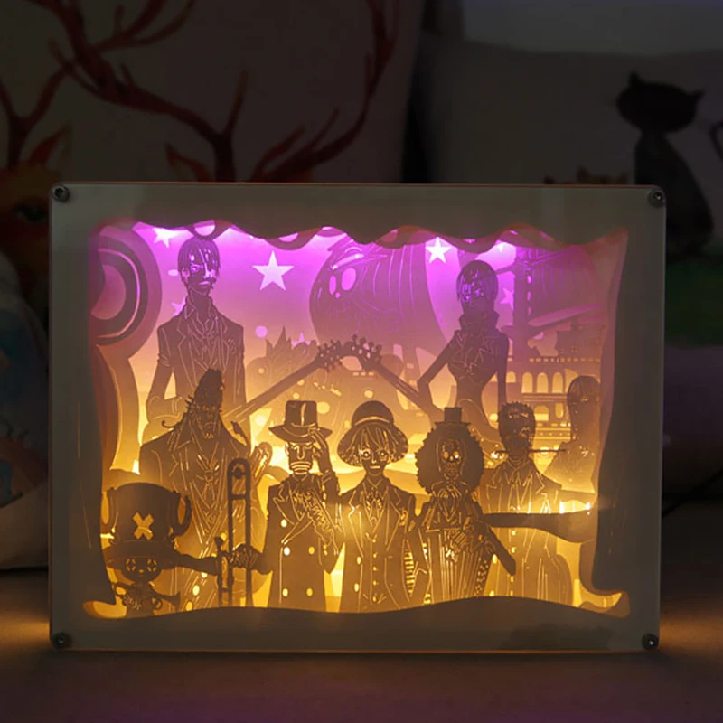 S. orange 3D аниме одна штука настольная лампа Luminaria LED Хрустальная фоторамка ночные