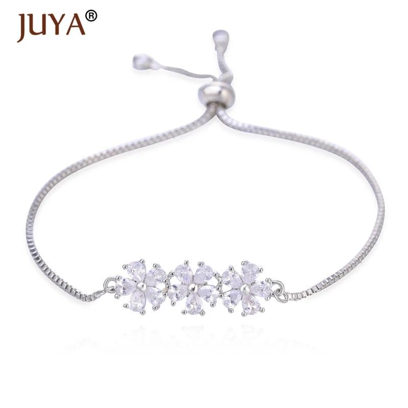 Роскошные блестящие браслеты Juya с фианитами класса ааа подвесками в виде цветка