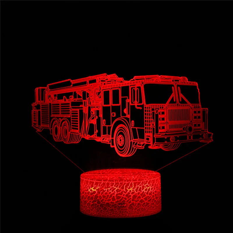 Пожарная машина форма лампа светодиодный 3D подсветкой Лампа оптический стол