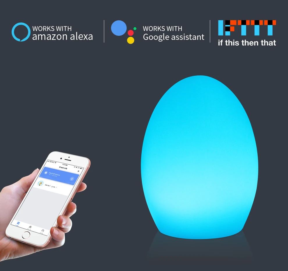 Овальная форма Wi-Fi умный стол лампы Совместимость с Alexa голос Управление прикосновения руки светодиодный окружающей среды ночник Управление светодиодный APP