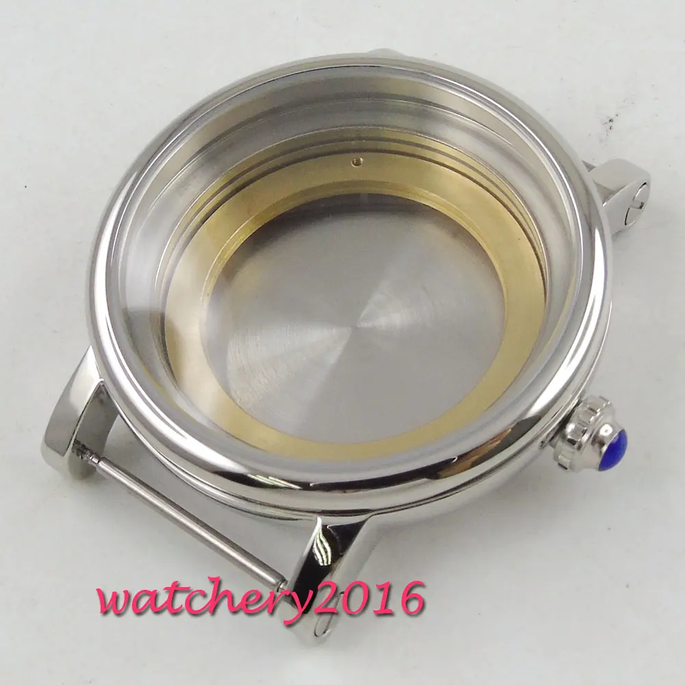 

43mm Stinaless Steel Sapphire Glass Watch Case fit ETA 821A 2836 Movement