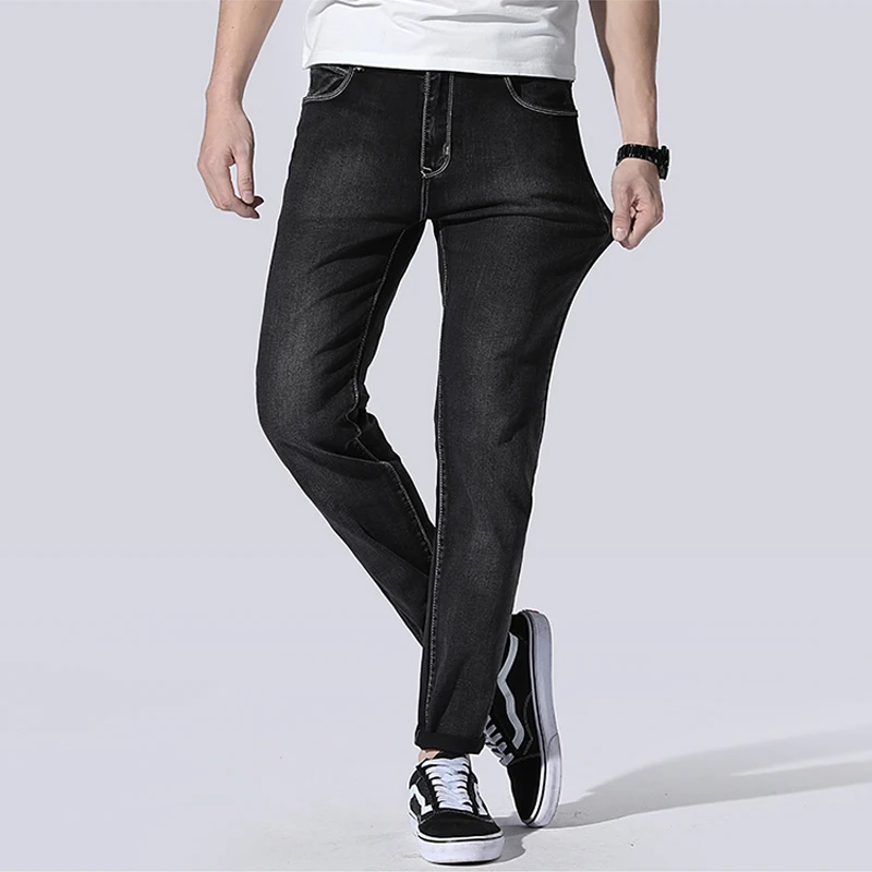 Новые мужские джинсы 2019 черный Для мужчин s Узкие классические Slim Fit эластичный