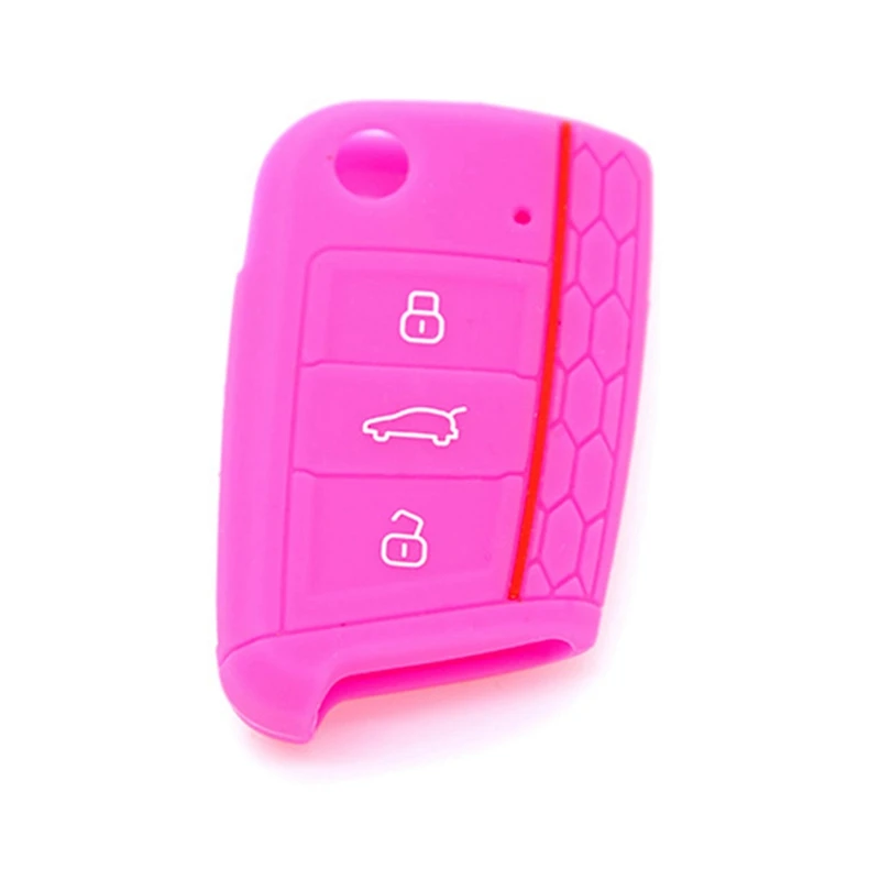 Pink Автомобильные аксессуары, чехол для ключей, чехол для ключей для Golf 7 Mk7 Skoda Octavia A7, силиконовый чехол для ключей, автомобильный стиль - Название цвета: Pink