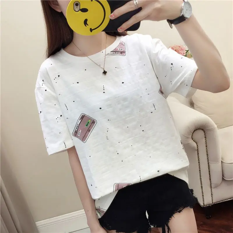 Летние топы футболки для женщин новая мода o-образный вырез пуловер короткий