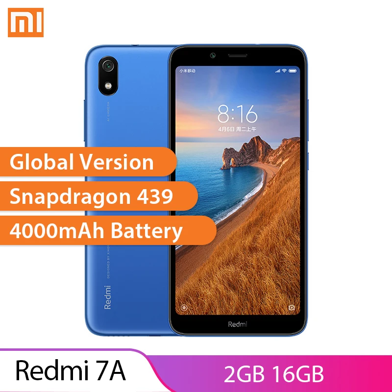 Xiaomi Redmi 7A смартфон с 5 дюймовым дисплеем восьмиядерным процессором Snapdragon 439 ОЗУ 2