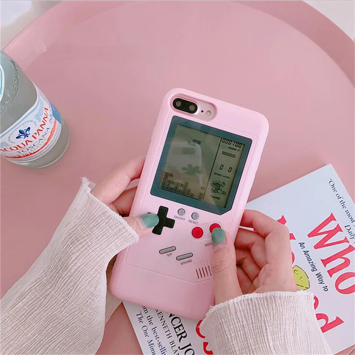 Розовый цвет дисплей Gameboy Мягкий силиконовый чехол для зарядного устройства для телефона Gameboy чехол для iPhone 6 6S 7 8 Plus X Classic