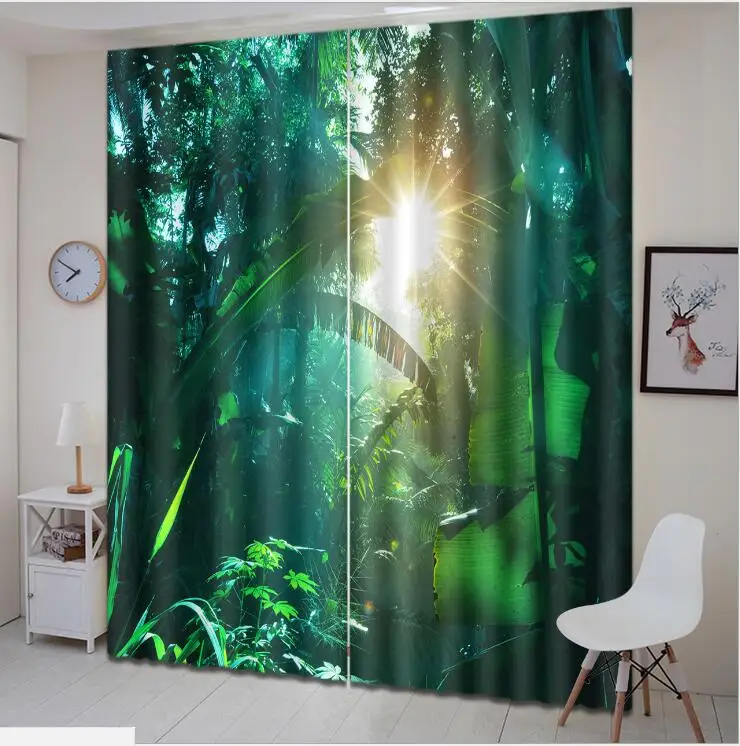 

Tropical plants 3D Window Curtains Luxury Blackout Living Room office Bedroom Cortinas Drapes Rideaux Customized size pillowcase