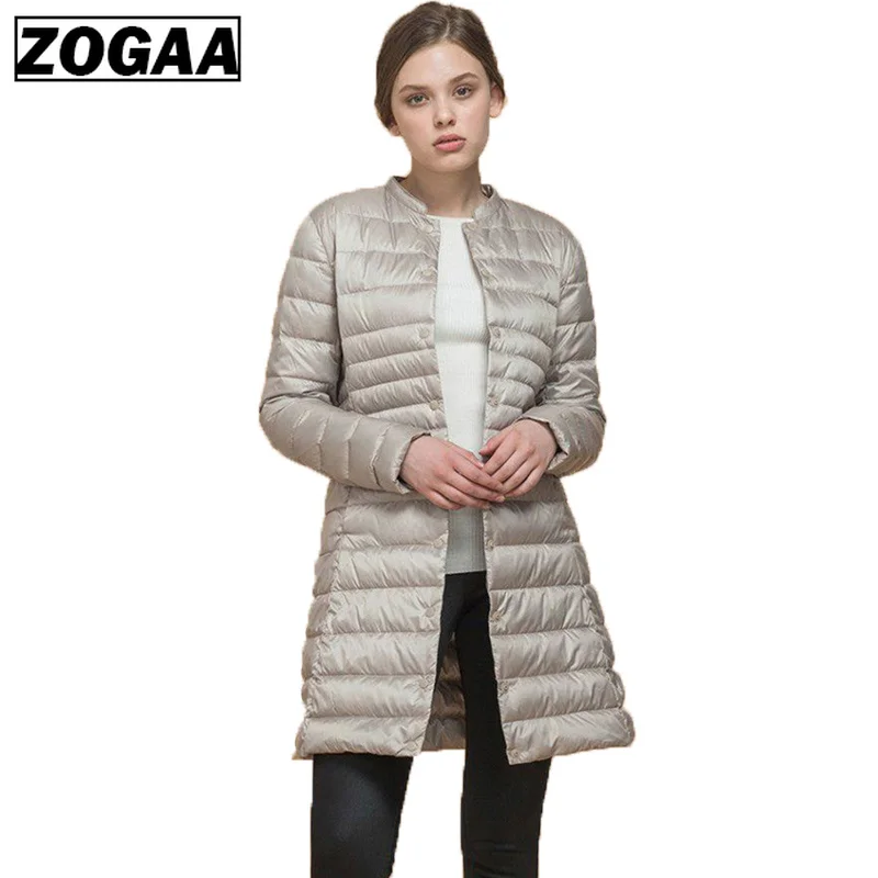 ZOGAA женское модное однотонное длинное хлопковое пальто Зимняя парка куртка для