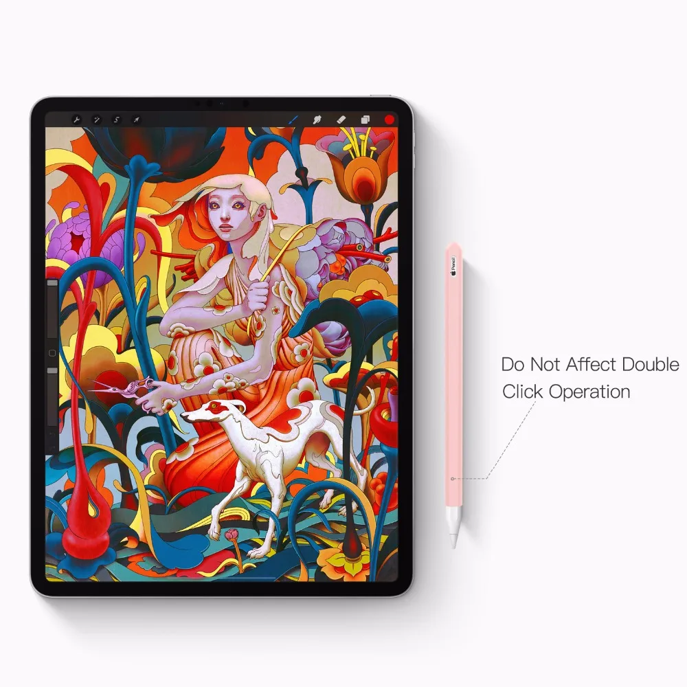 Чехол совместим с Apple Pencil 2, [2 шт.] Противоскользящий силиконовый чехол-карандаш+ наконечник, мягкий чехол