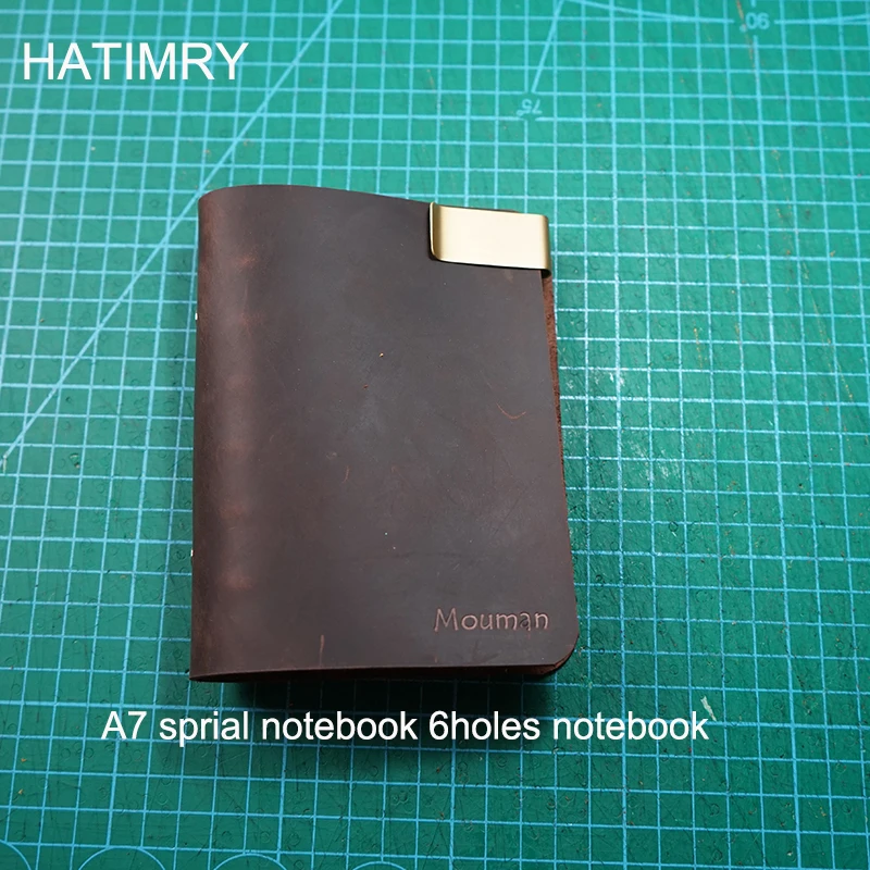 Hatimry A7 sprial notebook handmade genuine leather journal travelers notebook A7 6 holes vintage style school supplies