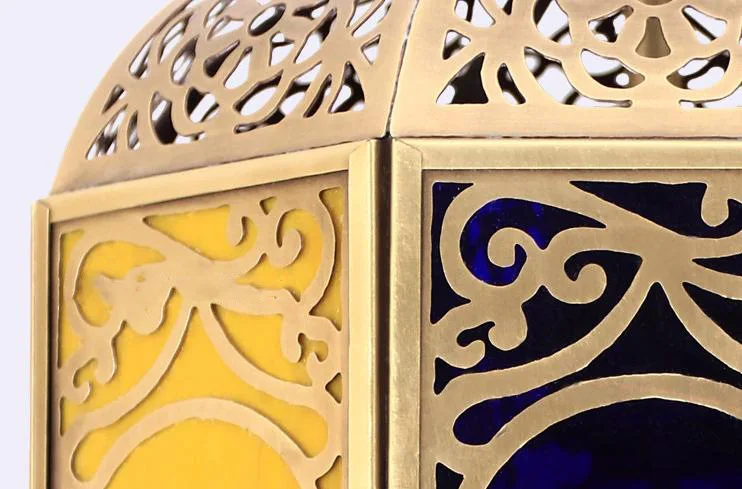 Небольшой арабский подвесной светильник из меди и разноцветного стекла, мусульманский подвесной светильник SASO SAA CE UL сертификат E27* 1