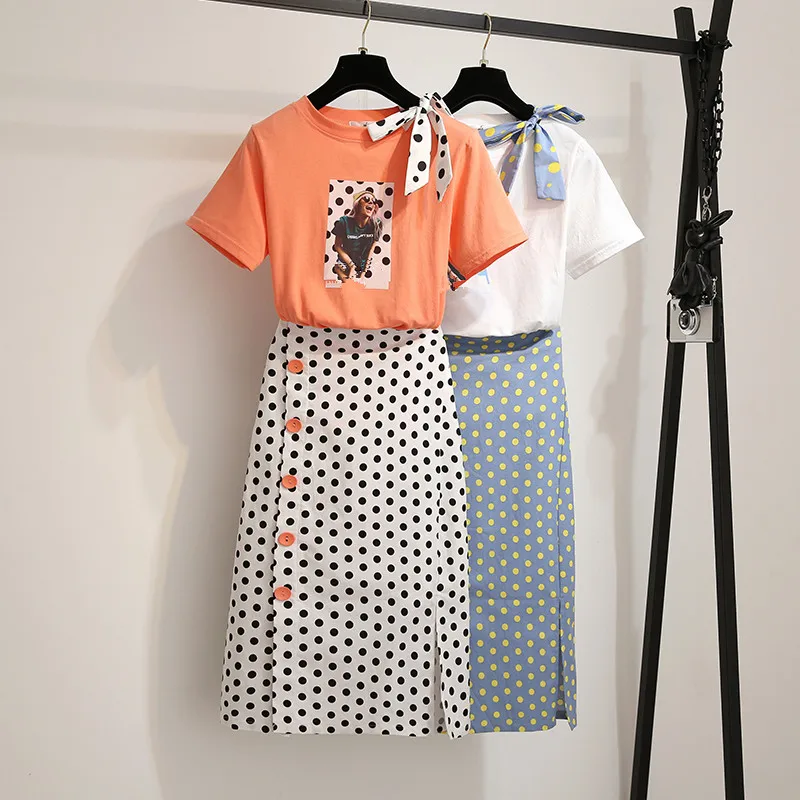 Милый для женщин комплект из 2 частей Летняя мода оранжевый лук печати характер
