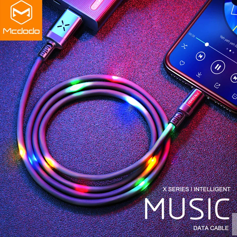 MCDODO красочные 2.4A USB кабель со светодиодной подсветкой быстрая зарядка мобильный