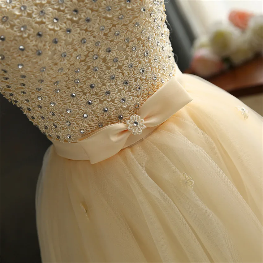 FOLOBE/кружевные мини платья цвета шампань с бусинами без рукавов для девочек