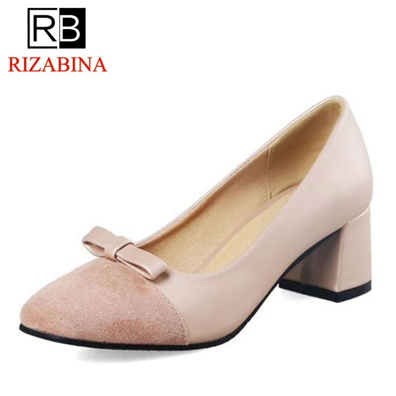 RIZABINA/свадебные женские туфли-лодочки однотонные туфли на высоком толстом