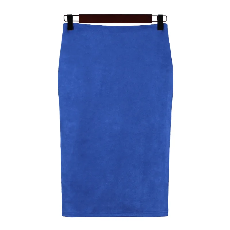 Women Skirts Multi colors Plus Size Knee-Length Pencil Skirt Female Vintage Suede Split Jupe Femme Faldas Mujer | Женская одежда