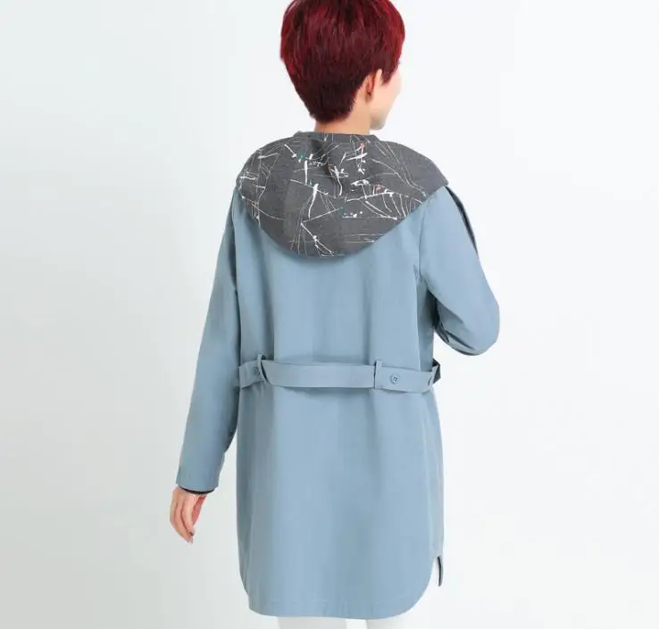 Женская Длинная ветровка со съемной шапкой повседневное пальто большого размера