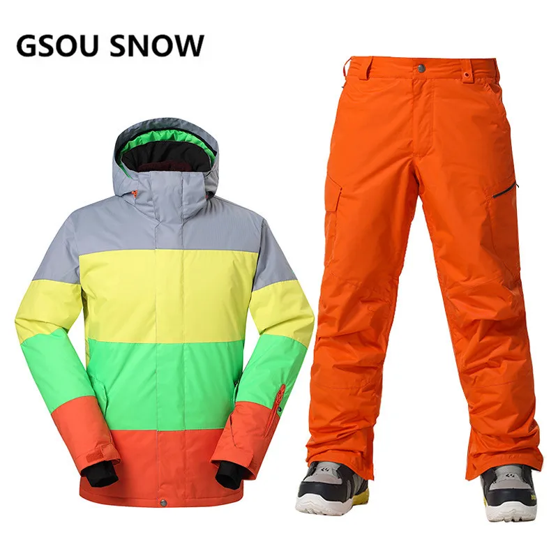Gsou Snow 30 градусов теплые лыжные костюмы для мужчин зимний лыжный костюм мужской