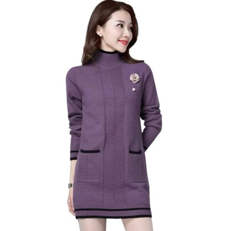 Высококачественный Женский свитер джемпер новинка 2019 осенне-зимний вязаный с