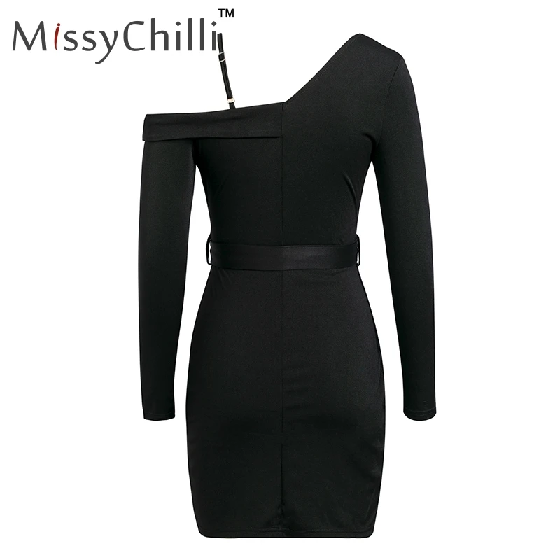 Женское мини платье MissyChilli весеннее облегающее вечернее на одно плечо с